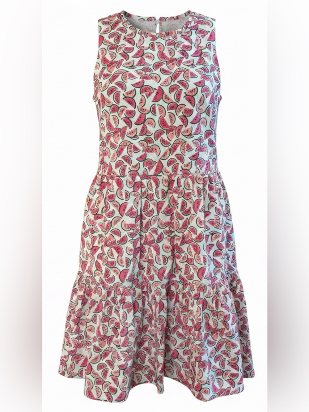 J.Crew Re-Imagined Watermelon Print Tiered Ruffle Dress Size 00